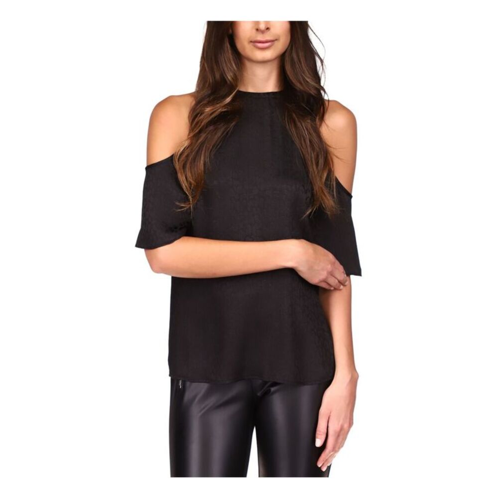 MICHAEL MICHAEL KORS Womens Black Keyhole Back Elbow Sleeve Halter Party Top XS